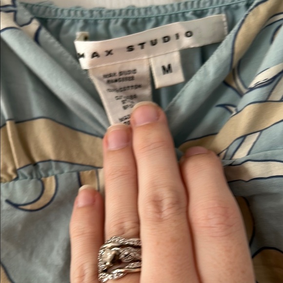 Elegant Blue and Cream Women's Dress - Picture 2 of 6